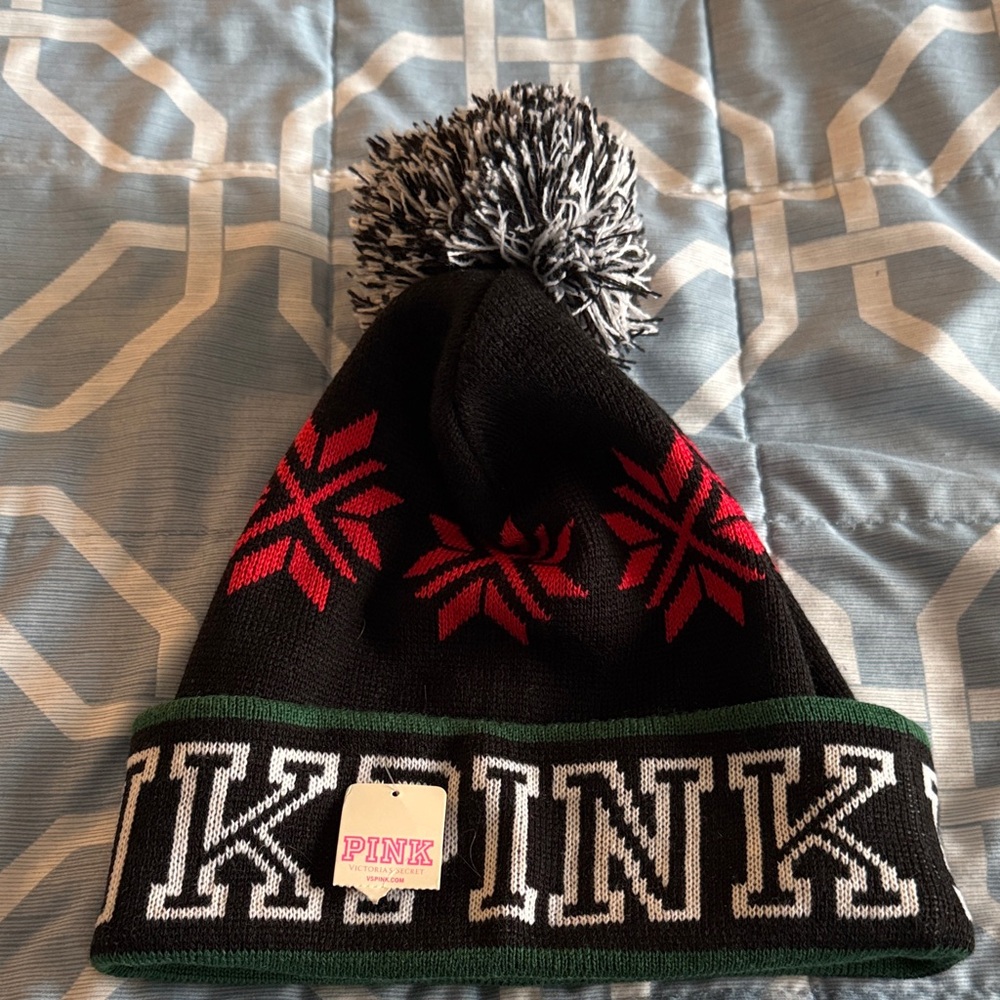 PINK Victoria's Secret Kids Beanie - Black, Red, and Green